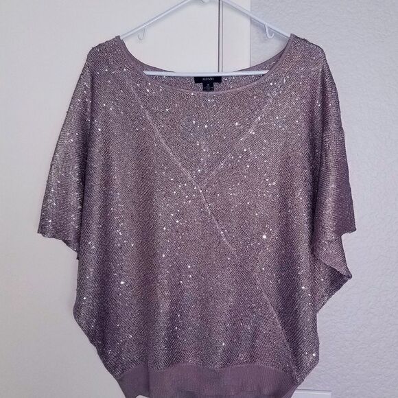 ALFANI sequin brown butterfly sleeves sweaters - Picture 1 of 3